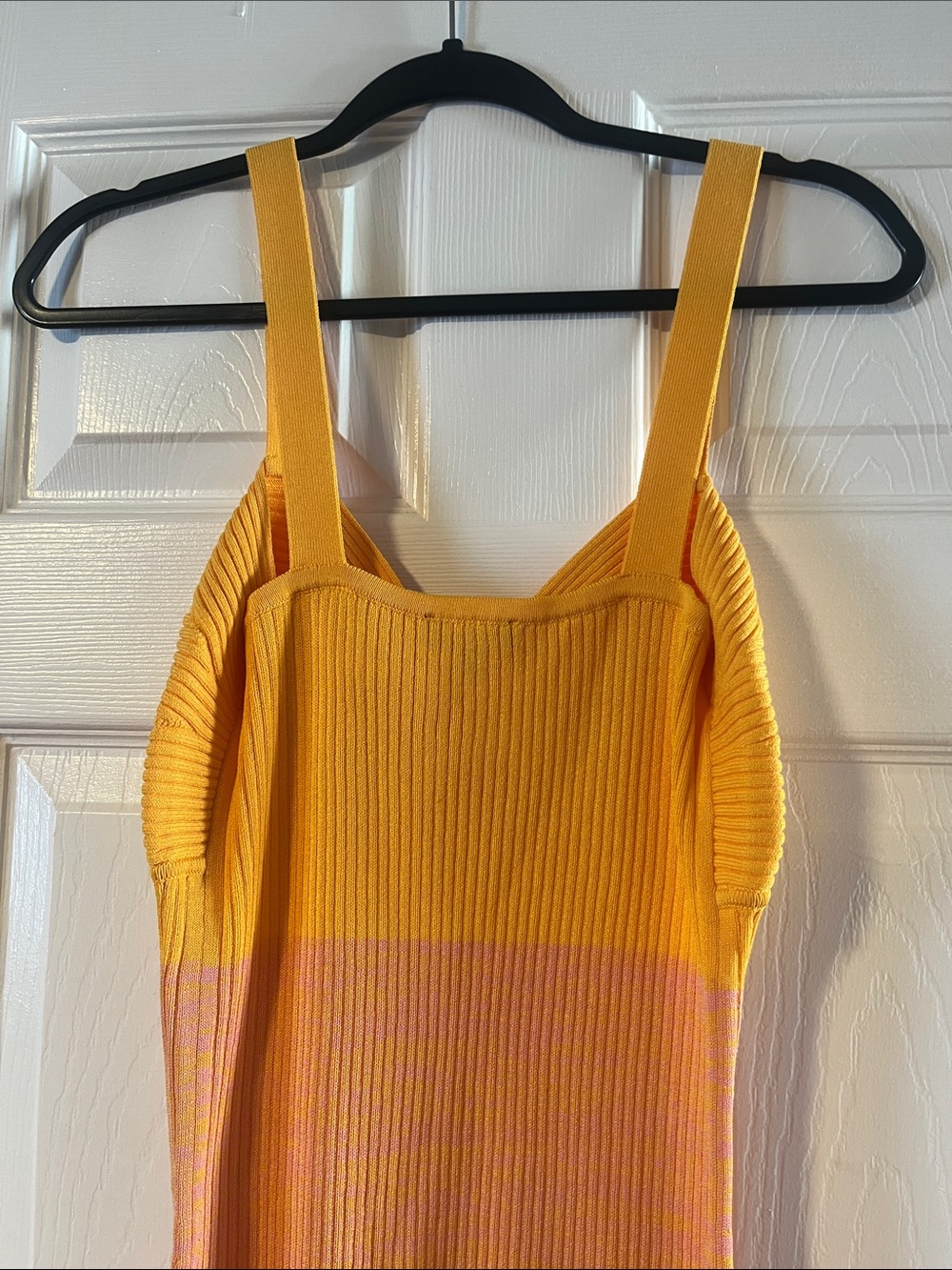 Express Yellow Ribbed Twist-Front Dress - Picture 7 of 9